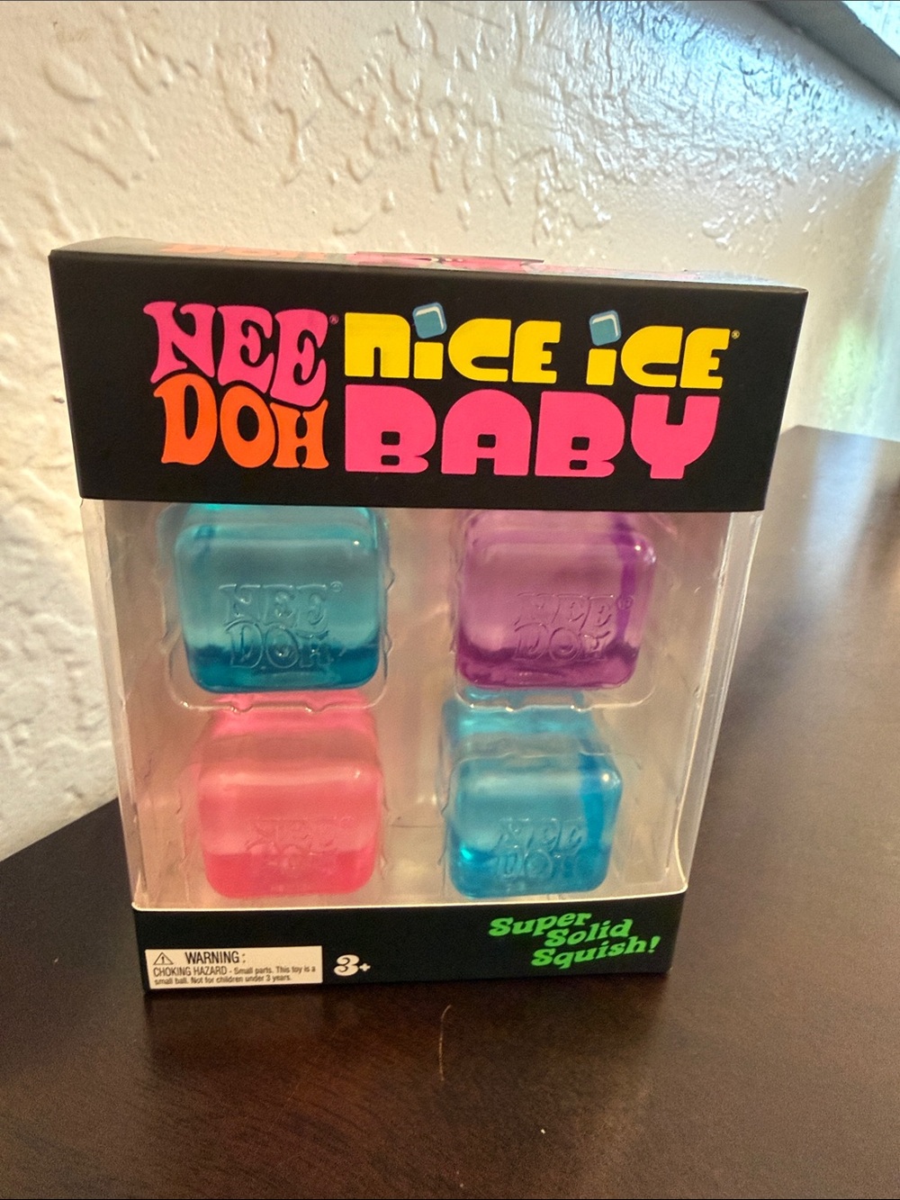 Nee Doh Nice Ice Baby Super Solid Squish Toy - Pink, Blue, Purple